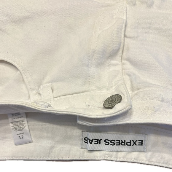 American Flag Beer Me Upcycled Express White Jean Shorts - Picture 5 of 5